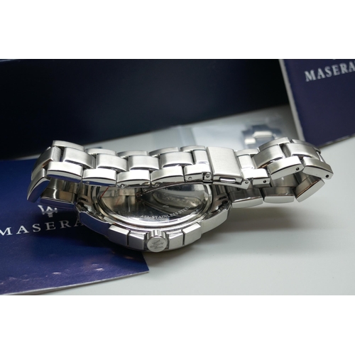 7247 - A Maserati wristwatch with blue dial, boxed