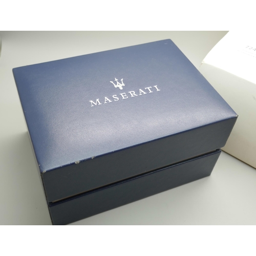 7247 - A Maserati wristwatch with blue dial, boxed