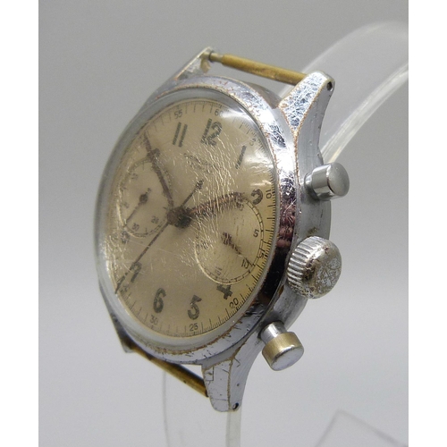 7248 - A c1940's Leonidas Chronographe wristwatch, the case back marked 1066, 35mm case