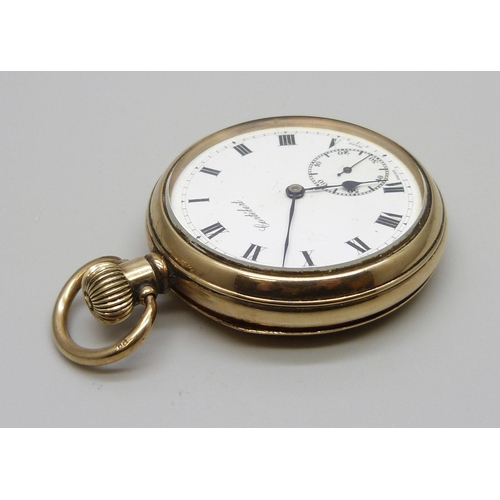 7253 - A rolled-gold Cortebert top-wind pocket watch