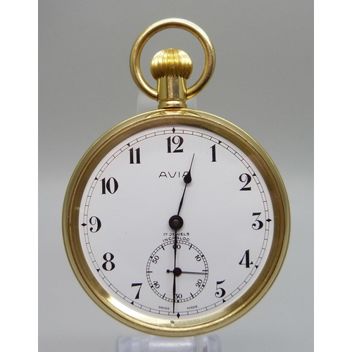 7254 - An Avia top-wind pocket watch with screw back