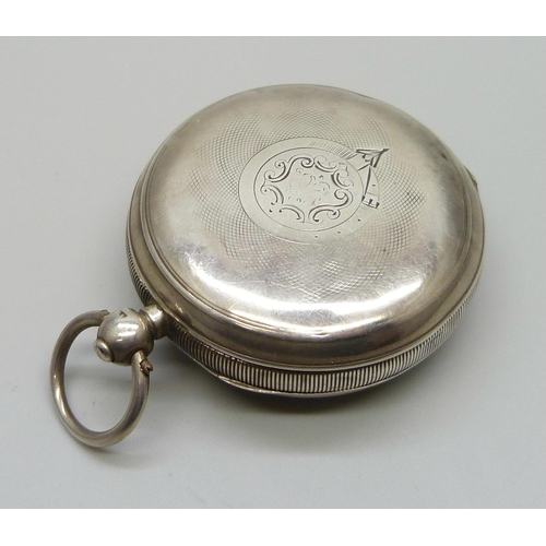 7260 - A silver cased Waltham pocket watch, Birmingham 1901, Horncastle inscription, '729 Pte. Ransham, in ... 