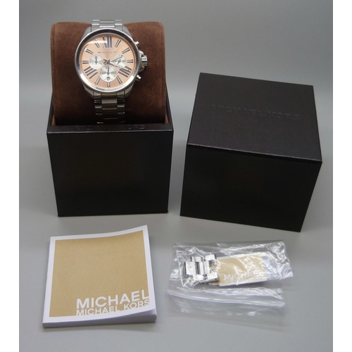 7268 - A Michael Kors chronograph wristwatch with rose gold dial