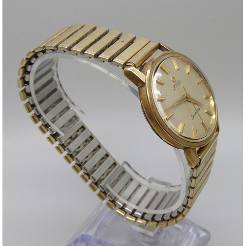 7273 - A 9ct gold cased Omega Seamaster automatic wristwatch, the case back bears inscription dated 1960, l... 