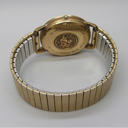 7273 - A 9ct gold cased Omega Seamaster automatic wristwatch, the case back bears inscription dated 1960, l... 