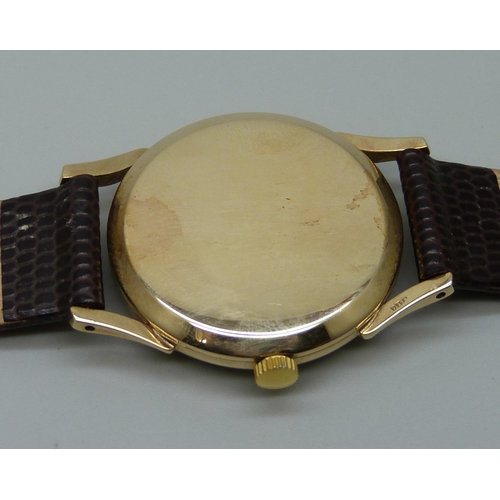 7276 - A 9ct gold Rolex wristwatch, 1950s, 30mm case, (with details of full service July 2023 at a cost of ... 