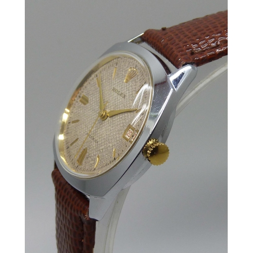 7277 - A 1950s Rolex Precision wristwatch in a replacement none Rolex case, dial/movement 27mm, on a new le... 