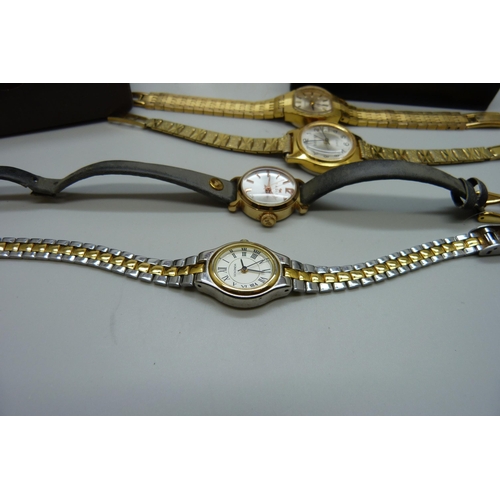 7281 - A lady's 9ct gold cased wristwatch and other lady's wristwatches