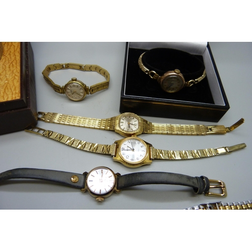 7281 - A lady's 9ct gold cased wristwatch and other lady's wristwatches