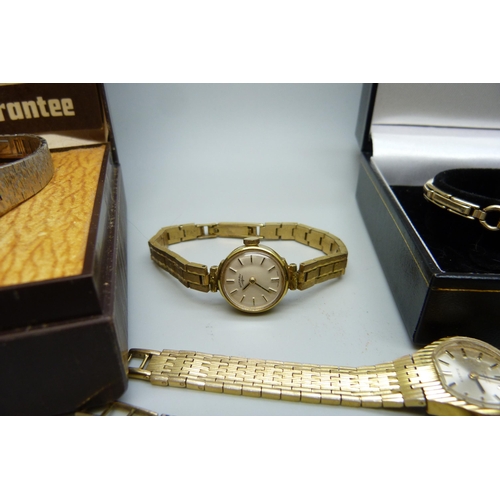 7281 - A lady's 9ct gold cased wristwatch and other lady's wristwatches