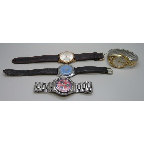 7283 - Four wristwatches; Swatch, Excalibur, Joyas and Ingersoll