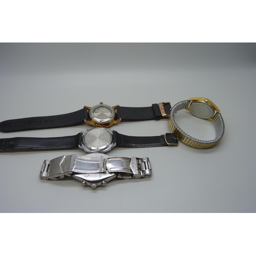 7283 - Four wristwatches; Swatch, Excalibur, Joyas and Ingersoll