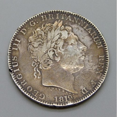 7289 - Coins; a George III 1819 silver crown