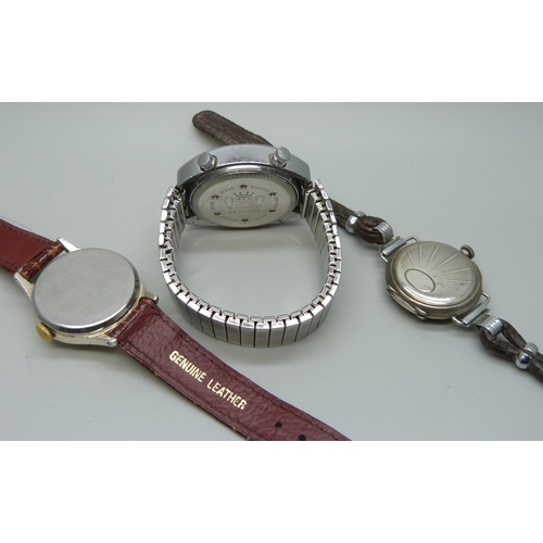 7291 - A Sicura TV dial wristwatch, a Smiths Empire wristwatch and a silver cased wristwatch