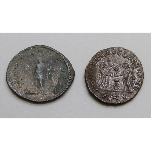 7299 - Coins; Ancient Roman coins, Postumus (260-269AD) Gallic Empire Barbarus Radiate, Maximan (286-310AD)... 