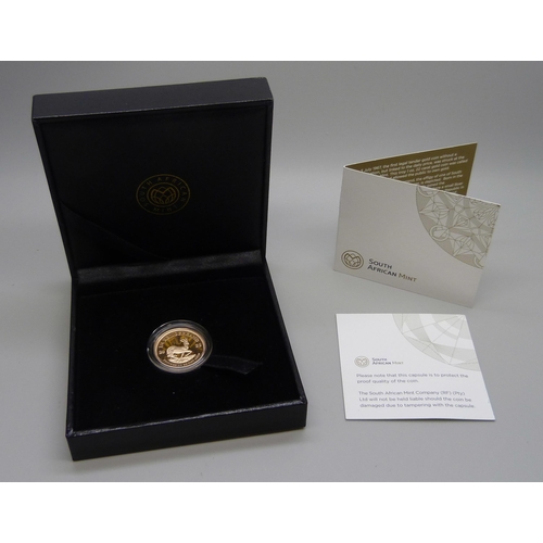 7301 - A South African Mint 2022 1/4oz. Queen's Jubilee Gold Krugerrand Proof Limited Edition 282 of 400 Sp... 