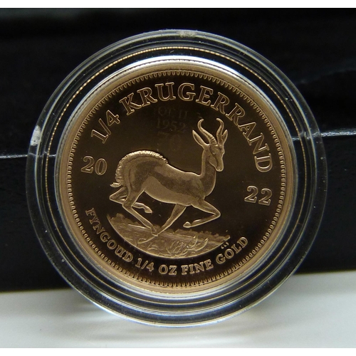 7301 - A South African Mint 2022 1/4oz. Queen's Jubilee Gold Krugerrand Proof Limited Edition 282 of 400 Sp... 