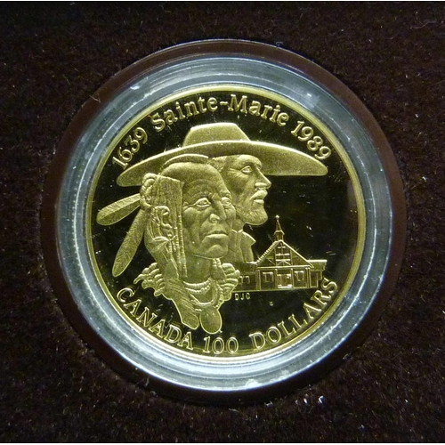 7302 - A Royal Canadian Mint 1989 $100 Gold Proof Coin (13.338g)