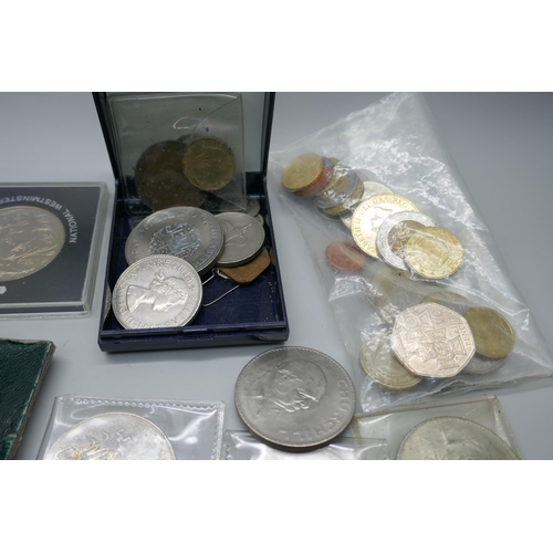 7307 - A collection of coins, mainly British including crowns (Churchill and commemorative), Festival of Br... 