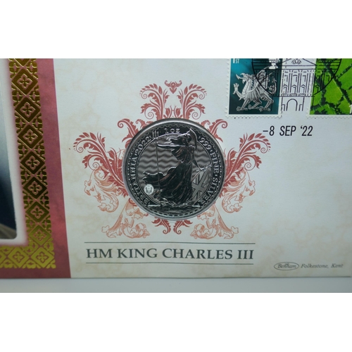 7309 - Benham Limited Edition cover of 250, cover No.027 HM King Charles III cover with 1oz fine silver Bri... 