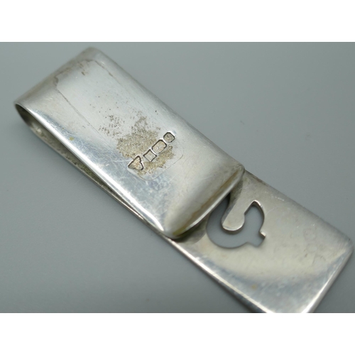 7319 - A silver money clip, Birmingham 1998