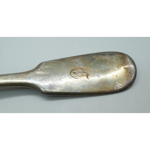 7325 - A 19th Century silver tablespoon and fork, 122g