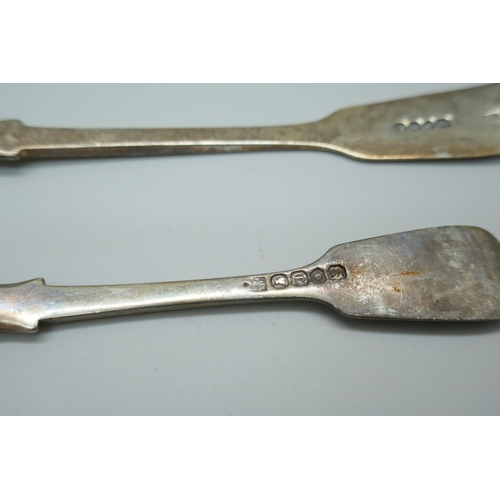 7325 - A 19th Century silver tablespoon and fork, 122g