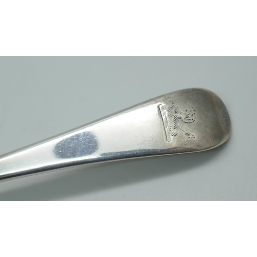 7342 - A George III silver sifter spoon, London 1799, 37g