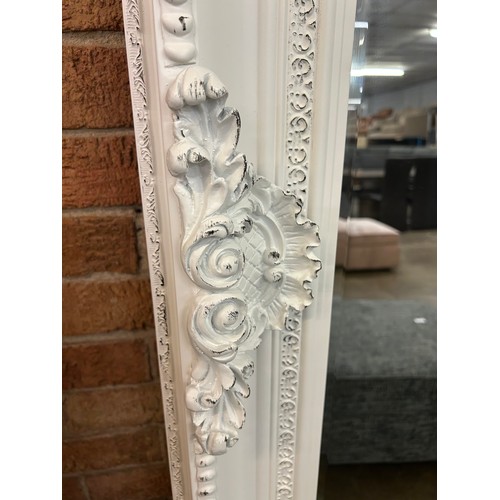 3082 - A large 7ft x 4ft white carved frame mirror