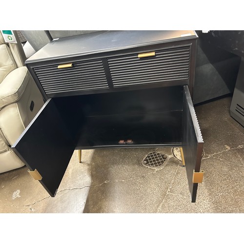 3142 - A black two door two draw cabinet