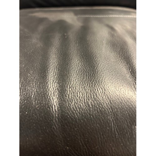 3195 - A white and black vegan leather 3 seater sofa and two arm chairs