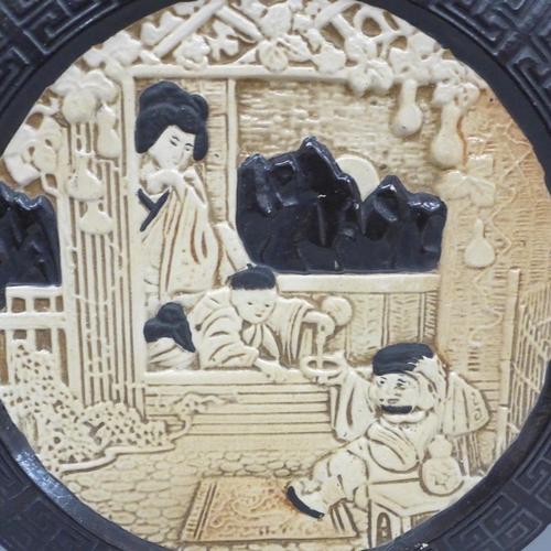 2003 - A Bretby plaque with Japanese scene, 34cm