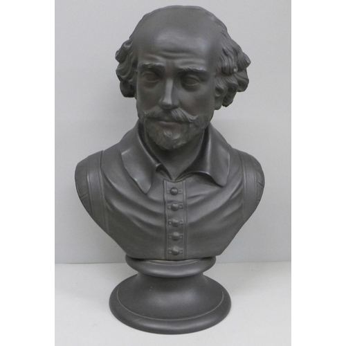 2006 - A Wedgwood black basalt bust of William Shakespeare, 33cm, incised marks