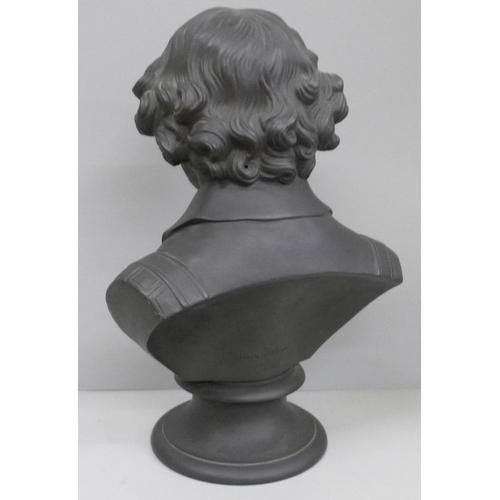 2006 - A Wedgwood black basalt bust of William Shakespeare, 33cm, incised marks