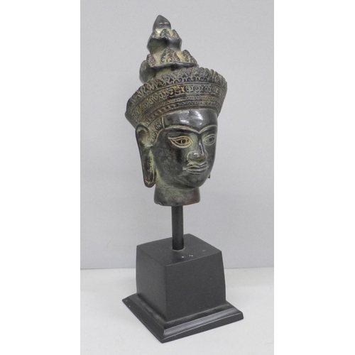 2007 - A Thai bronze head of Buddha on plinth