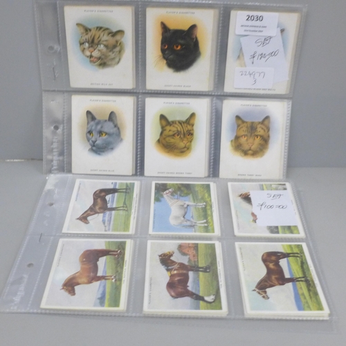 2030 - Two sets of cigarette cards, Player's cats and types of horses, catalogue value £220