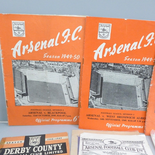 2040 - Football programmes from the period 1946 to 1949, Arsenal (5), QPR (2) and Derby County (1)