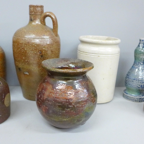 2063 - Ten items of stoneware/studio pottery