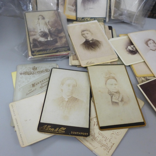 2096 - A box of mainly Victorian CDV and cabinet cards and one album of CDV cards