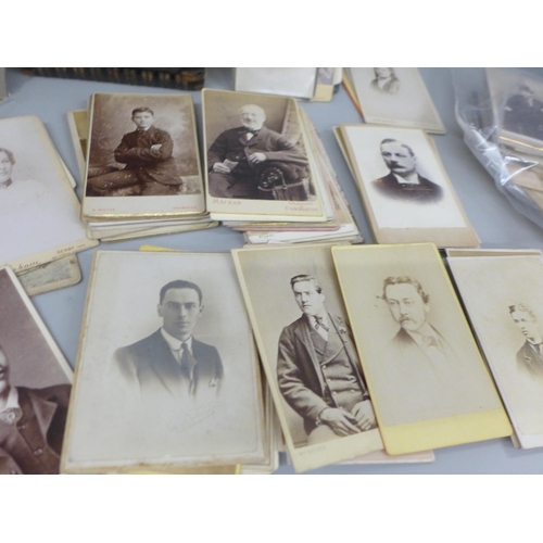 2096 - A box of mainly Victorian CDV and cabinet cards and one album of CDV cards