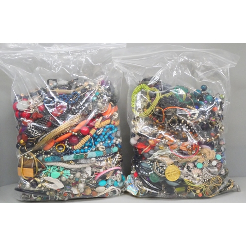 2112 - Two bags of costume jewellery