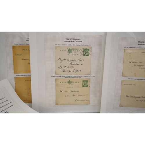 2114 - Stamps: Great Britain, a selection of George V postal stationery, unused and used with both internal... 