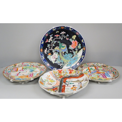 2116 - A collection of eight Chinese porcelain plates, one a/f