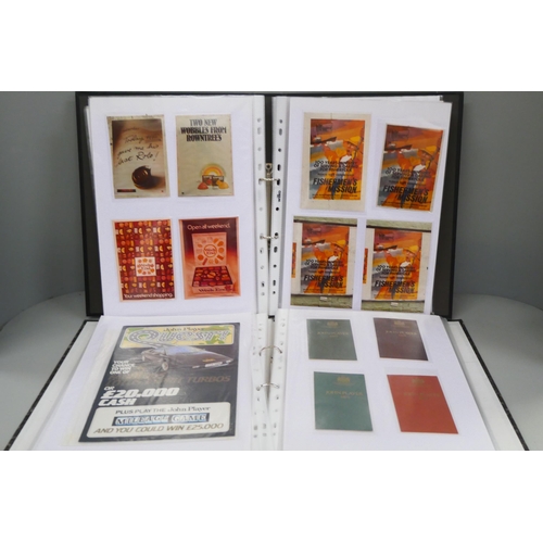 2119 - Two albums of catalogued advertising cards and promotional items used by the marketing teams in the ... 