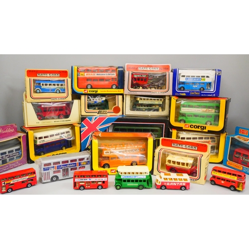 2127 - A collection of buses including Corgi, Yesteryear, Days Gone By and Corgi, etc.