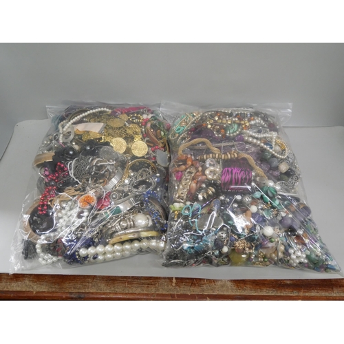 2132 - Two bags of costume jewellery