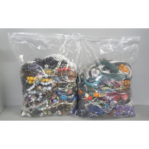 2178 - Two bags of costume jewellery