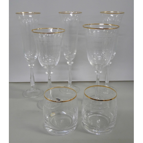 2196 - A box of Bohemia crystal glasses, six tumblers, hi-ball, red and white wine glasses and three champa... 