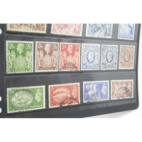 2216 - Stamps; stockcard of high value Great Britain stamps, Queen Victoria to King George VI