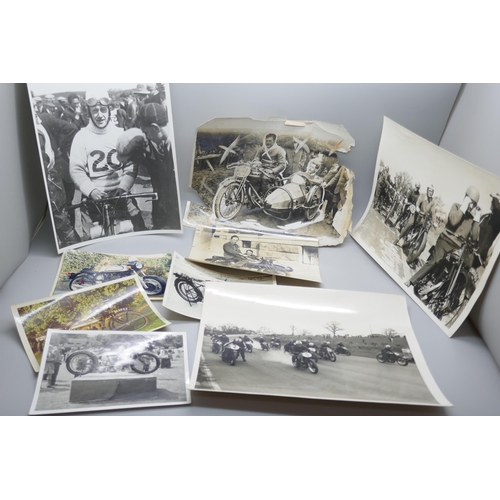 2221 - A collection of twenty-one vintage motorcycle photographs, mainly Norton, some TT and Brooklands, in... 